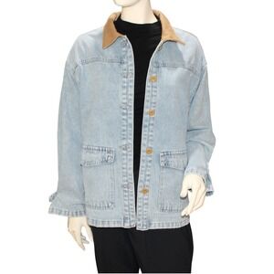 DAZY Denim Jacket Women's Medium Oversized Light‎ Wash Button Front